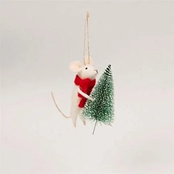 Christmas Decoration for personalized touch-Felt Mouse with Christmas Tree Hanging Decoration