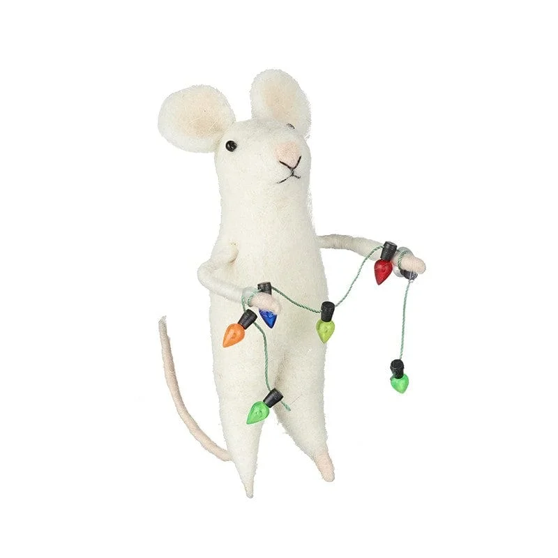 Christmas Decoration for star toppers-Felt Mouse with Lights Christmas Tree Decoration