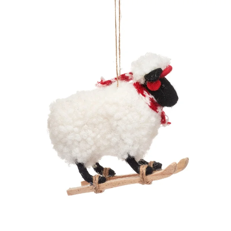 Christmas Decoration for classic beauty-Felt Sheep on Skis Christmas Tree Decoration