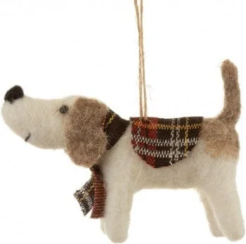 Christmas Decoration for trendy looks-Felt Tartan Dog Christmas Tree Decoration