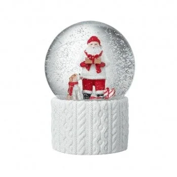 Christmas Decoration for balcony flair-Festive Santa & His Dog Snow Globe Christmas Ornament