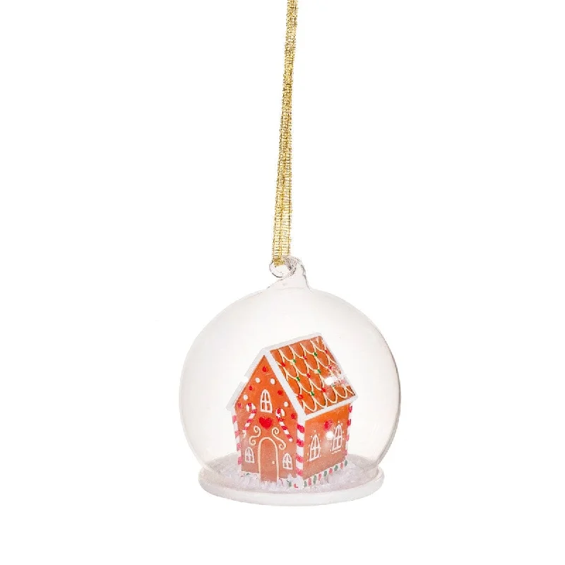 Christmas Decoration for winter hymns-Gingerbread House Glass Christmas Tree Bauble