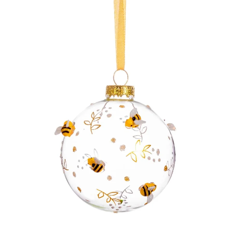 Christmas Decoration for volunteer fun-Glass Bumblebee Bauble Christmas Tree Decoration