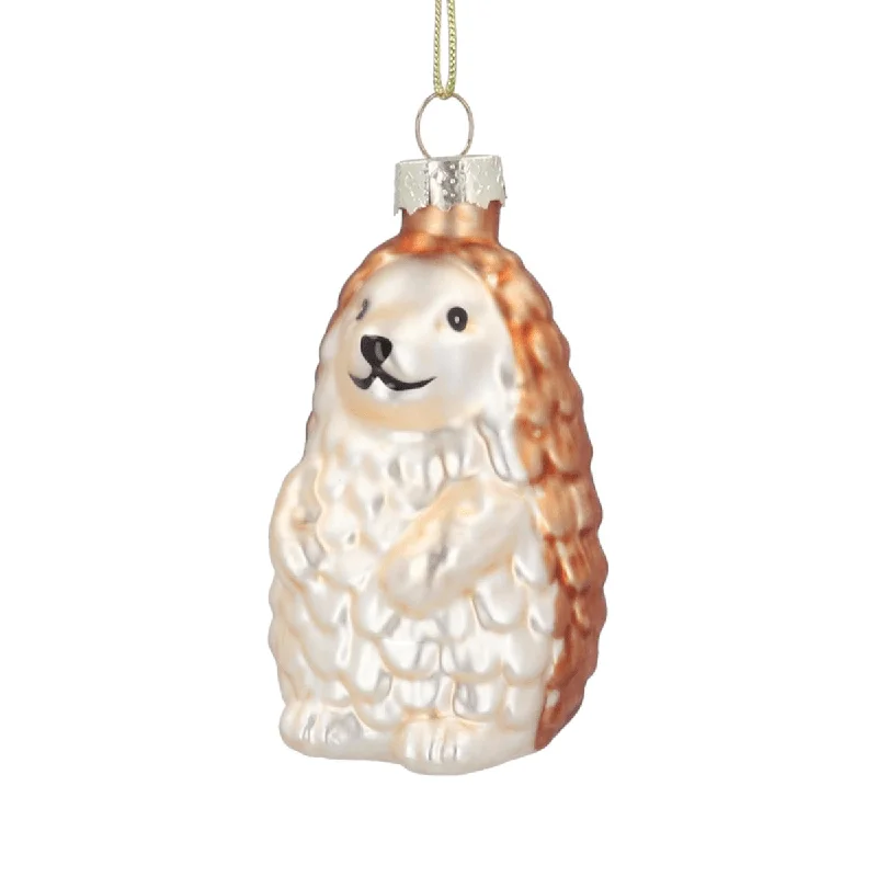 Christmas Decoration for community cheer-Glass Hedgehog Christmas Tree Decoration