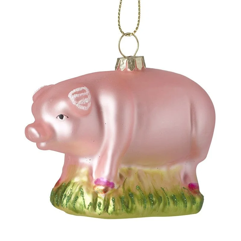 Christmas Decoration for playroom joy-Glass Pig Christmas Tree Decoration