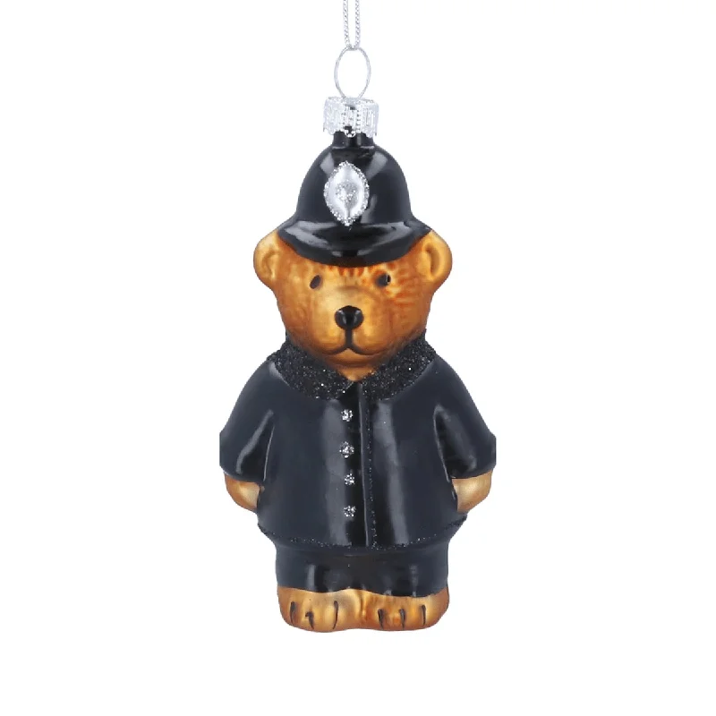 Christmas Decoration for cookie baking-Glass Police Bear Christmas Tree Decoration