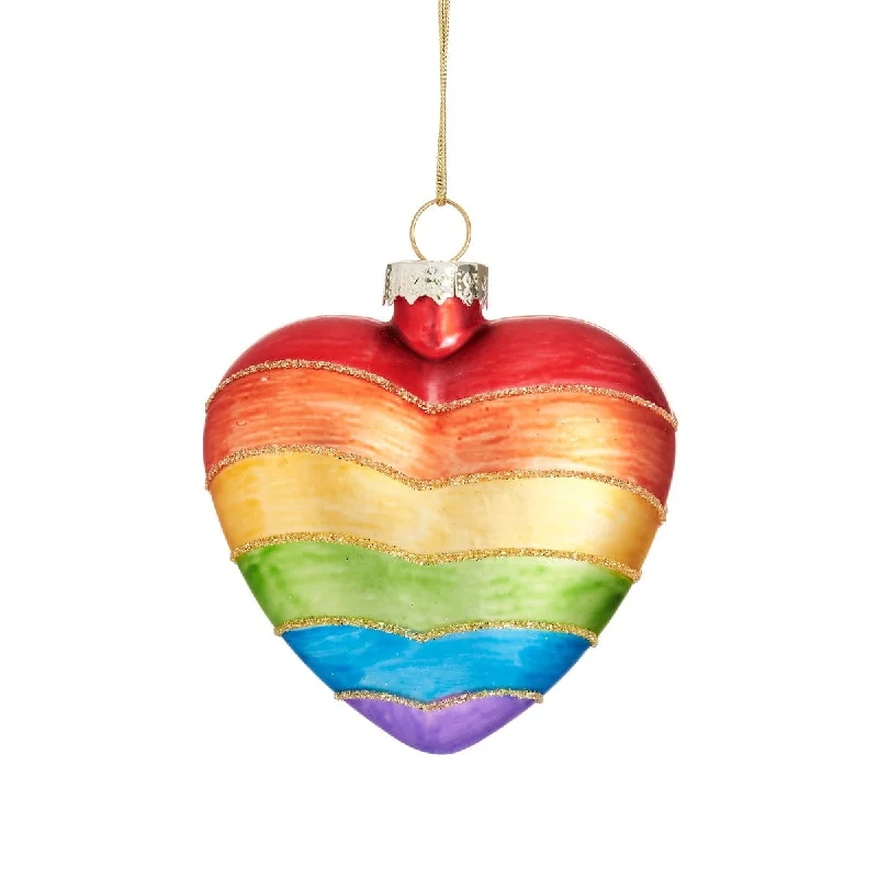 Christmas Decoration for modern elegance-Glass Rainbow Heart Christmas Tree Decoration