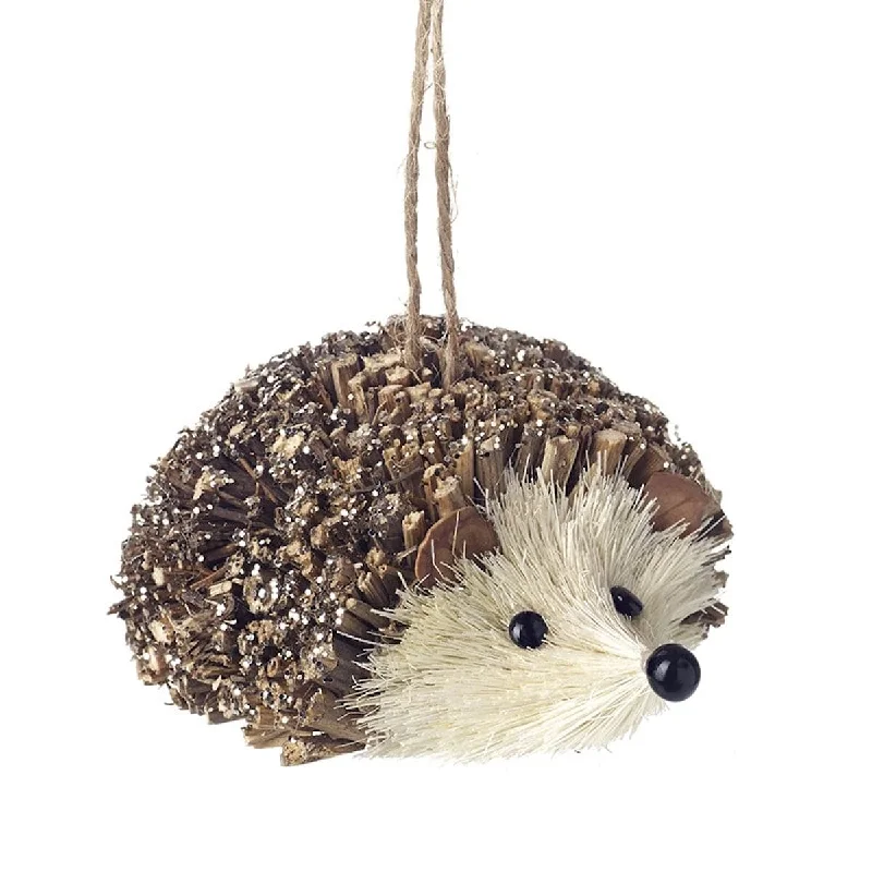 Christmas Decoration for entryway style-Glittery Wooden Hedgehog Christmas Tree Decoration