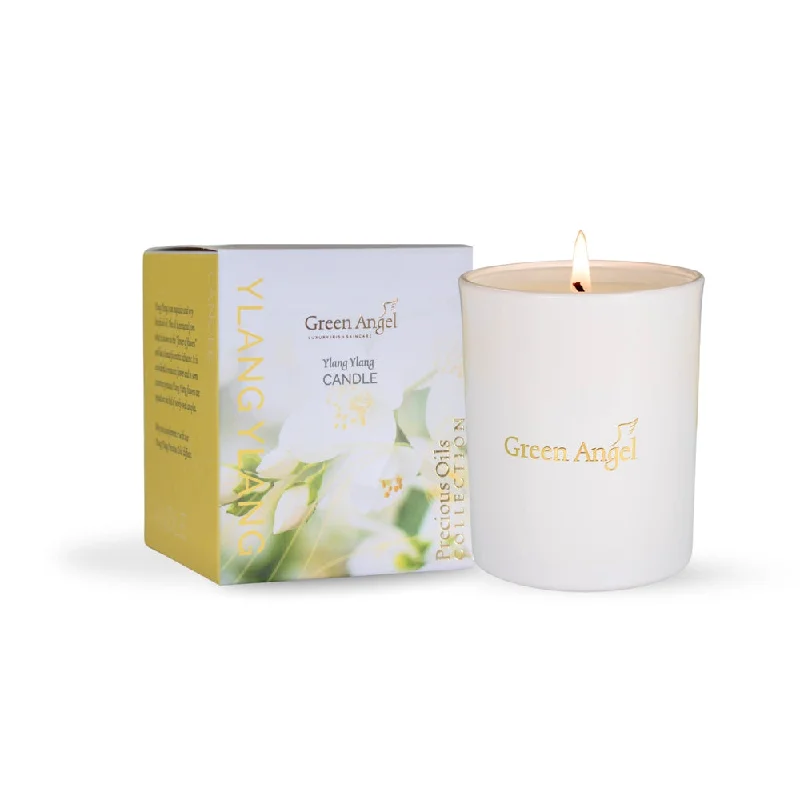 Festive Christmas gift candles with citrus notes-Green Angel Ylang Ylang Candle 170G