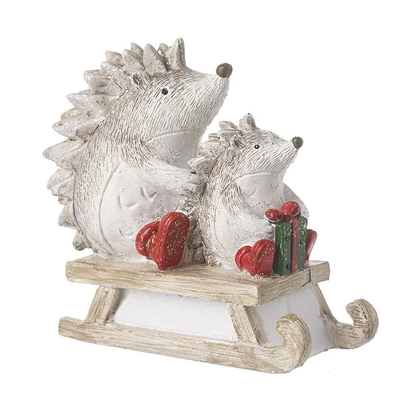 Christmas Decoration for cookie baking-Hedgehogs on Sledge Christmas Ornament