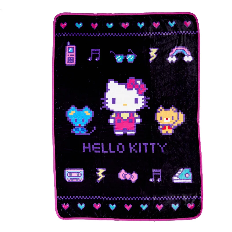 Blanket series with tropical prints for summer comfort-Hello Kitty Throw Blanket (Retro Pixel Series)