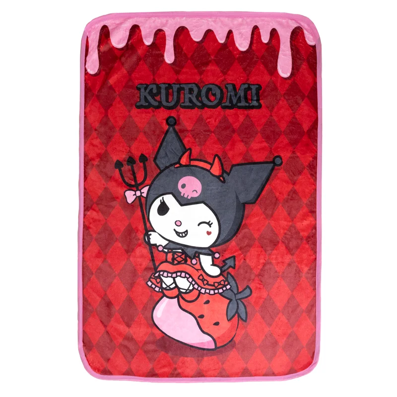 Designer throw blanket series for luxurious accents-Kuromi Sweet Strawberry Throw Blanket