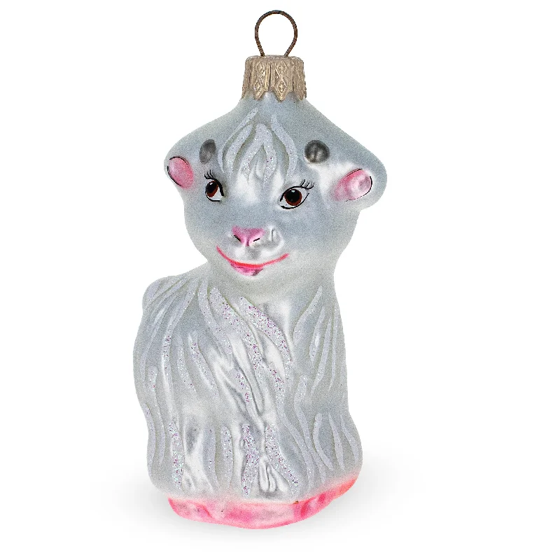 Christmas Decoration for snow globes-Goat Baby Mini Glass Christmas Ornament