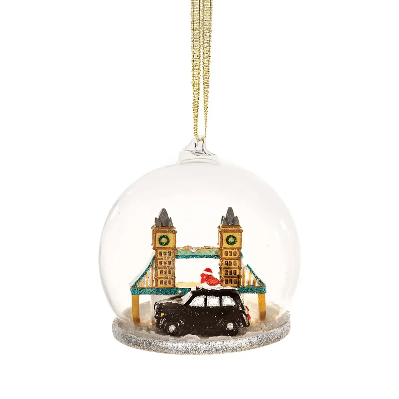 Christmas Decoration for book nooks-London Taxi Ride Dome Christmas Tree Decoration