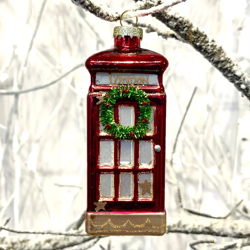 Christmas Decoration for angel figures-London Telephone Box Tree Bauble