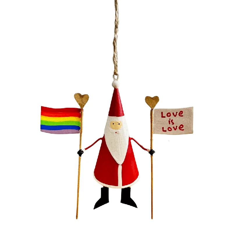 Christmas Decoration for hot cocoa-Love is Love Pride Santa Christmas Tree Decoration