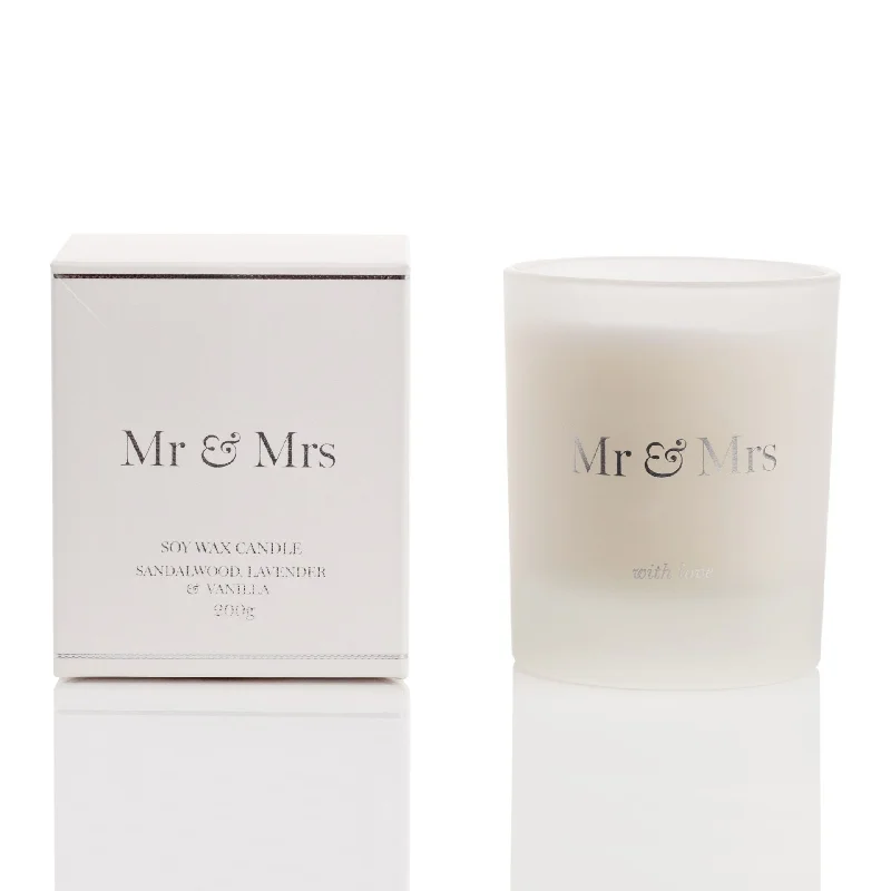 Christmas gift candles with peppermint scent-Mr and Mrs Soy Wax Wedding Candle