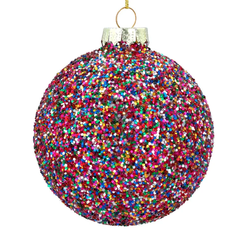 Christmas Decoration for guest spaces-Multicoloured Glitter Christmas Tree Bauble