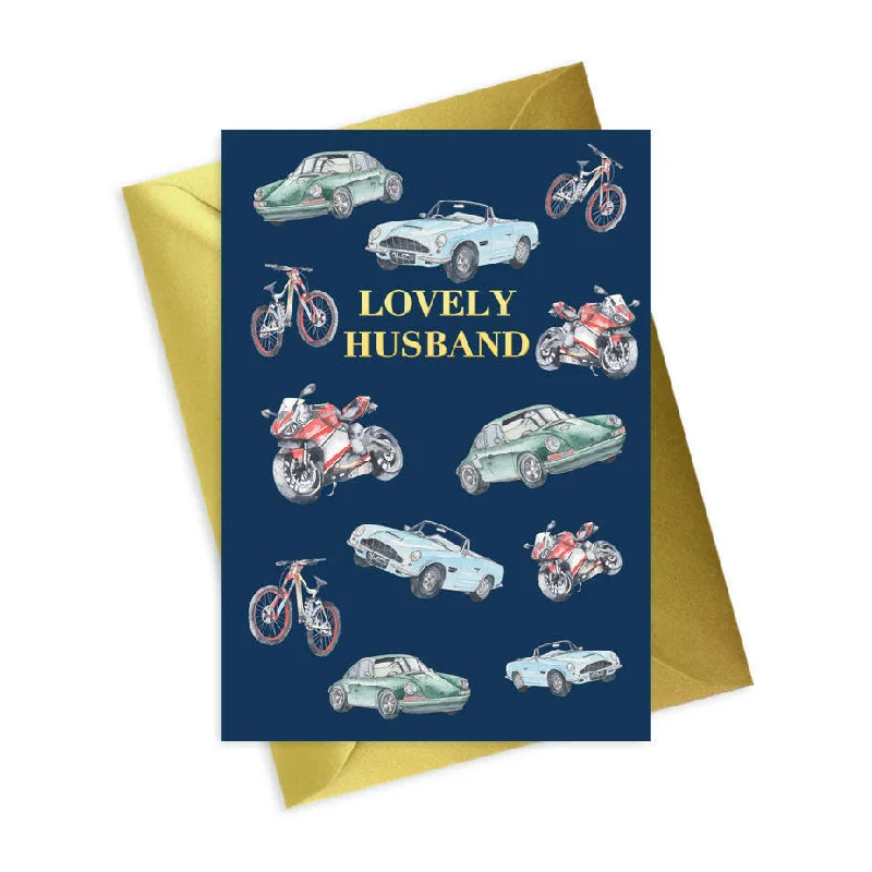 Soft cotton blanket series for a light feel-Navy A6 Foiled Greeting Card for Men - Lovely Husband