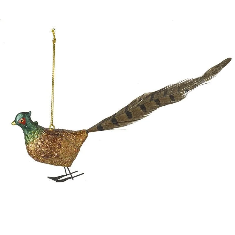 Christmas Decoration for cozy blankets-Pheasant with Feather Christmas Tree Decoration