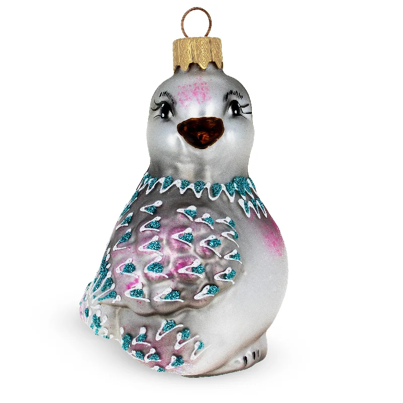 Christmas Decoration for gingerbread style-Gray Pigeon Mini Glass Christmas Ornament