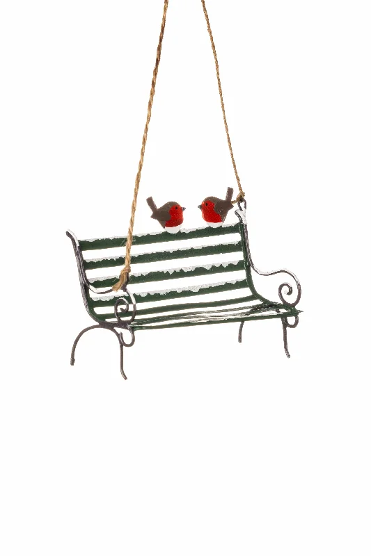 Christmas Decoration for host gifts-Robins on Park Bench Christmas Tree Decoration