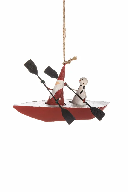 Christmas Decoration for hope lights-Santa and Snowman in Kayak Christmas Tree Decoration