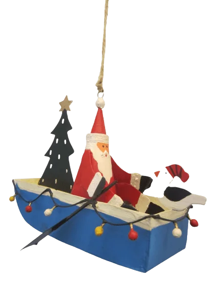 Christmas Decoration for joyful glow-Santa in Boat Christmas Tree Decoration