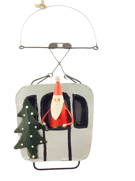 Christmas Decoration for happy homes-Santa in Cable Car Christmas Tree Decoration