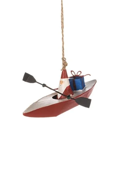 Christmas Decoration for neighborhood joy-Santa in Kayak Christmas Tree Decoration