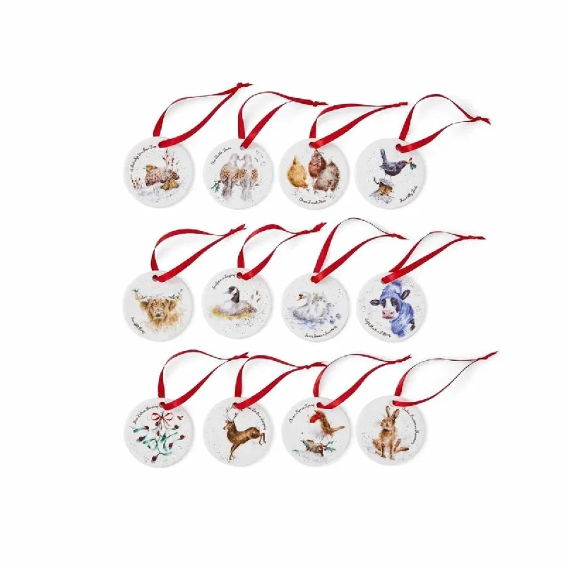 Christmas Decoration for hymn glow-Set of 12 Fine China Christmas Tree Decorations in Gift Box