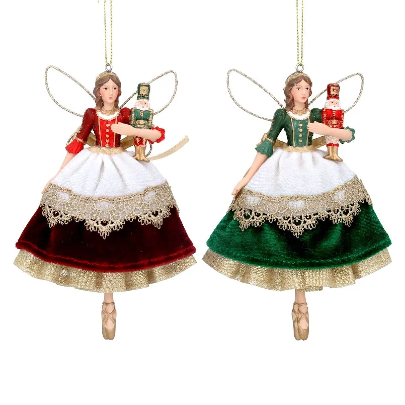 Christmas Decoration for snowman fun-Set of 2 Nutcracker Fairy Christmas Tree Decorations