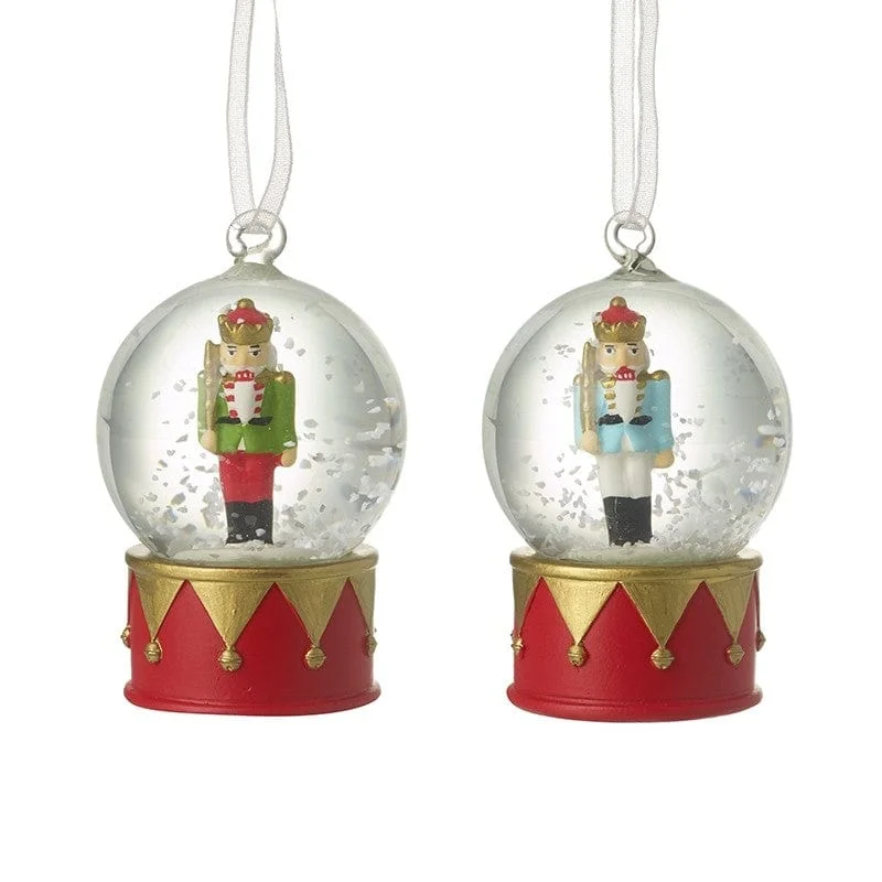 Christmas Decoration for ceramic charm-Set of 2 Nutcracker Snow Globe Christmas Tree Decorations