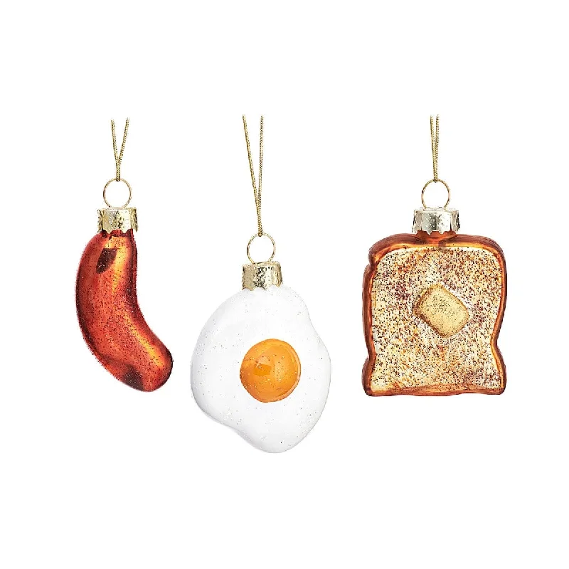 Christmas Decoration for minimalist vibe-Set of 3 Breakfast Items Christmas Tree Decorations