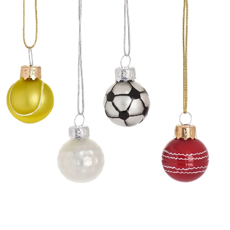 Christmas Decoration for stocking stuffers-Set of 4 Mini Sports Balls Christmas Tree Decorations