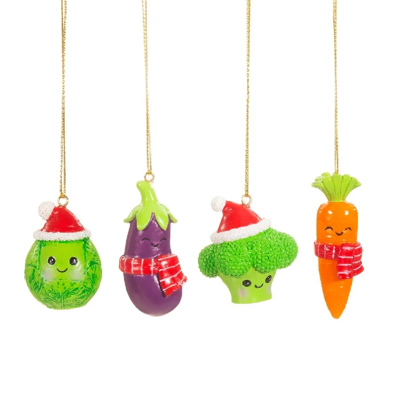 Christmas Decoration for gift wrapping-Set of 4 Mini Vegetable Christmas Tree Decorations