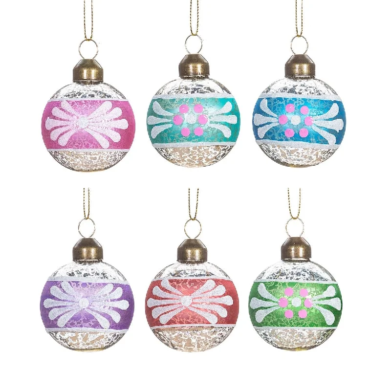 Christmas Decoration for wooden accents-Set of Six Vintage Inspired Christmas Tree Baubles