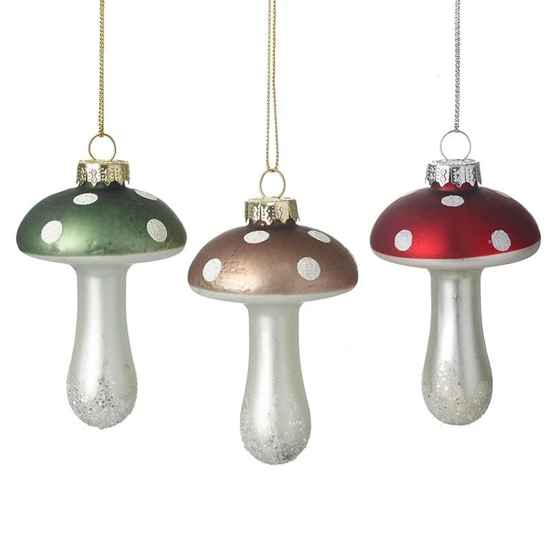 Christmas Decoration for dining tables-Set of Three Colourful Toadstool Christmas Tree Decorations