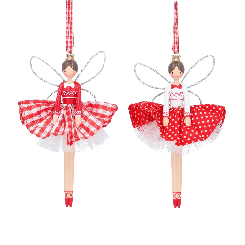 Christmas Decoration for happy homes-Set of Two Polka Dot Fairy Christmas Tree Decorations