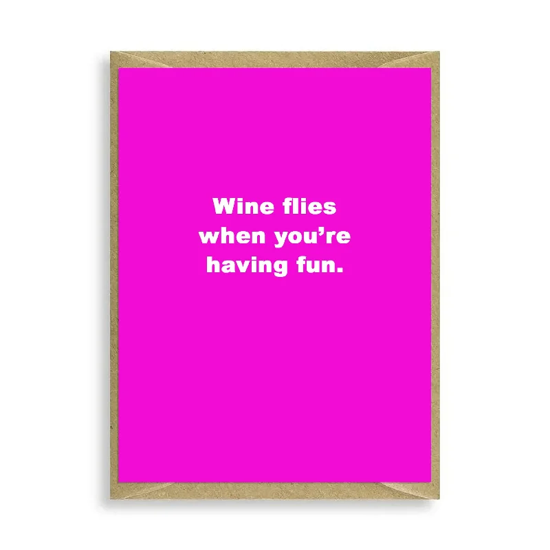 Blanket series with animal prints for cozy vibes-Mini Wine Flies Greeting Card - Humorous Card for Any Occasion - Alcohol and Wine Themed