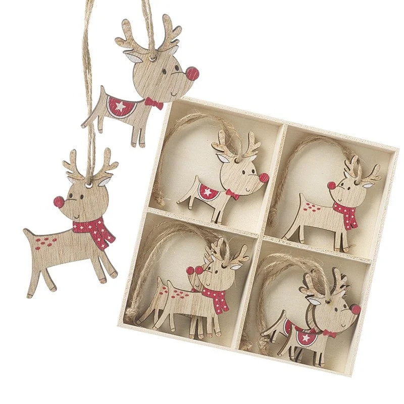 Christmas Decoration for joyful glow-Wooden Reindeer Christmas Tree Decorations