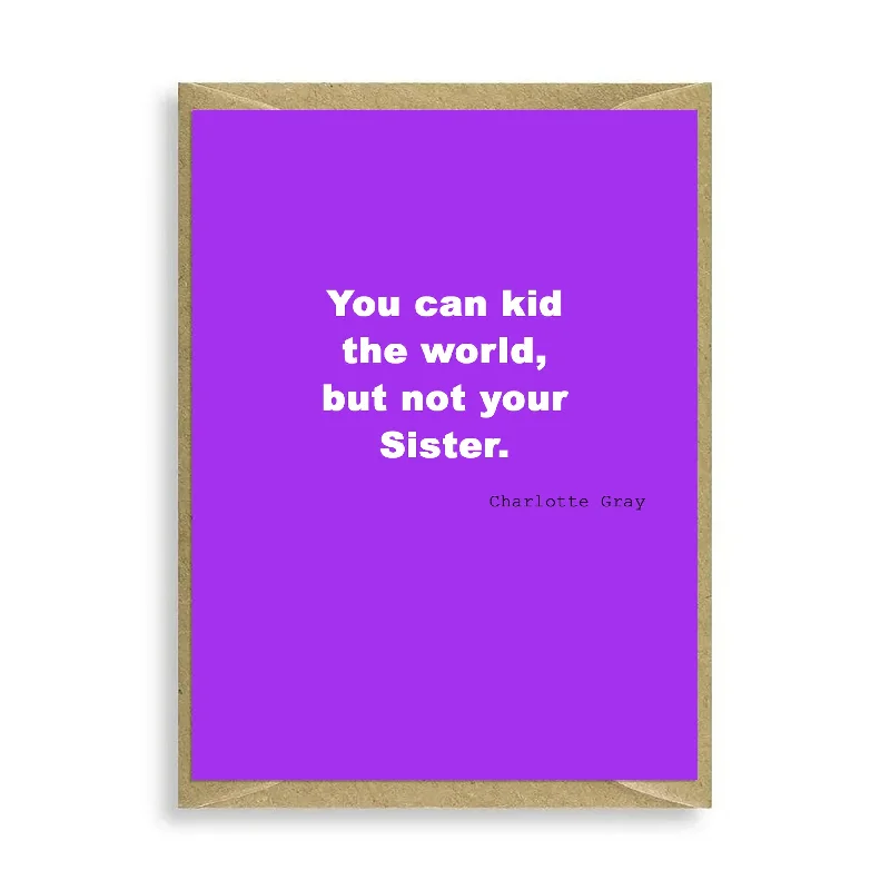 Blanket series with custom embroidery for personalized gifts-Mini Humour Card for Your Sister You Can Kid the World - Perfect Greeting Card for Siblings - Search Engine Optimized