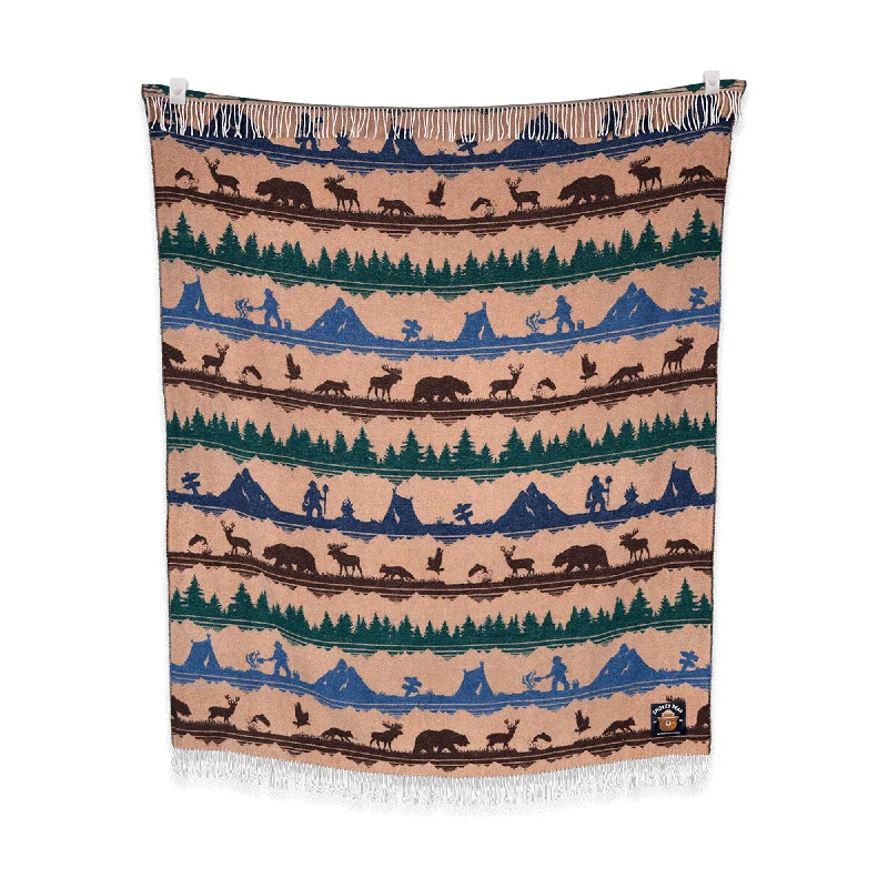 Sherpa blanket series for warm and fuzzy comfort-Smokey Bear' Blanket (Select from 5 Designs)