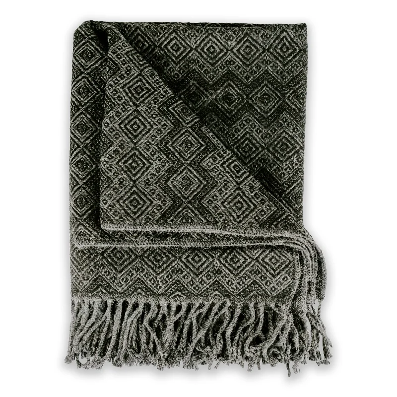 Blanket series with geometric patterns for modern homes-Smokey Black Diamonds Throw Blanket